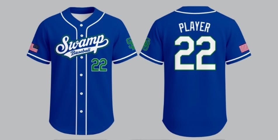 SWAMP BASEBALL 6 BUTTON LIGHT MESH JERSEY (BLUE OR WHITE)