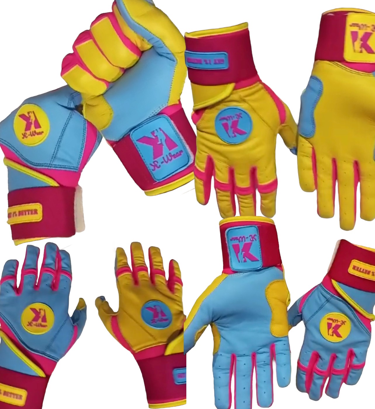 Long Cuff Batting Gloves Blue Raspberry Lemonade