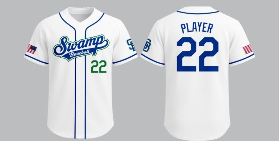 SWAMP BASEBALL 6 BUTTON LIGHT MESH JERSEY  (BLUE OR WHITE)