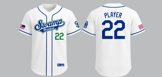 SWAMP BASEBALL 6 BUTTON LIGHT MESH JERSEY  (BLUE OR WHITE)