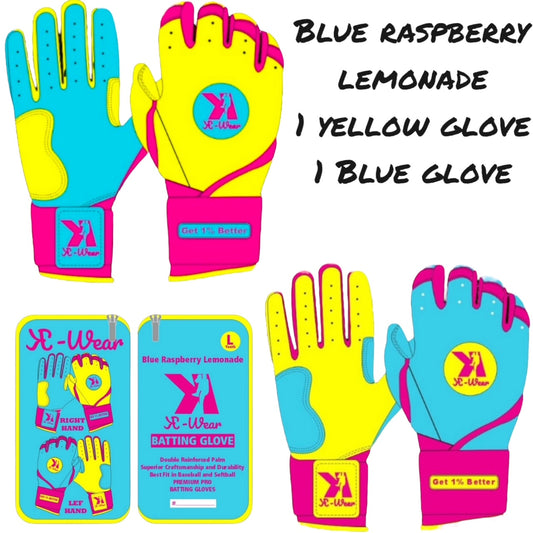 Long Cuff Batting Gloves Blue Raspberry Lemonade