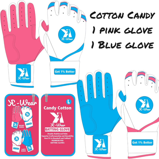 Long Cuff Batting Gloves Cotton Candy