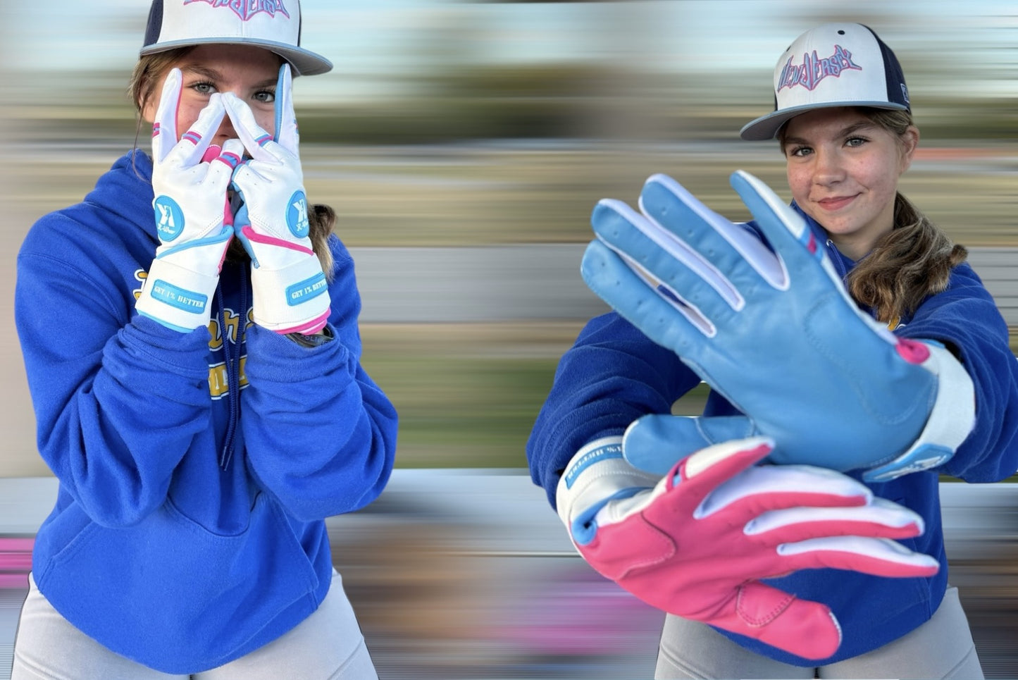 Long Cuff Batting Gloves Cotton Candy LIFETIME WARRANTY!