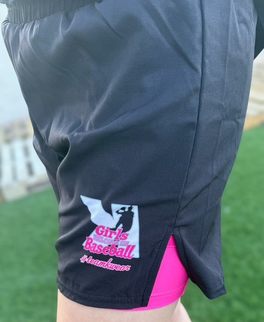 Women's Dri-FIT High-Waisted 5" 2-in-1 Shorts "Girls Belong in Baseball" Blk/PINK
