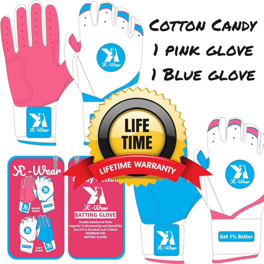 Long Cuff Batting Gloves Cotton Candy LIFETIME WARRANTY!